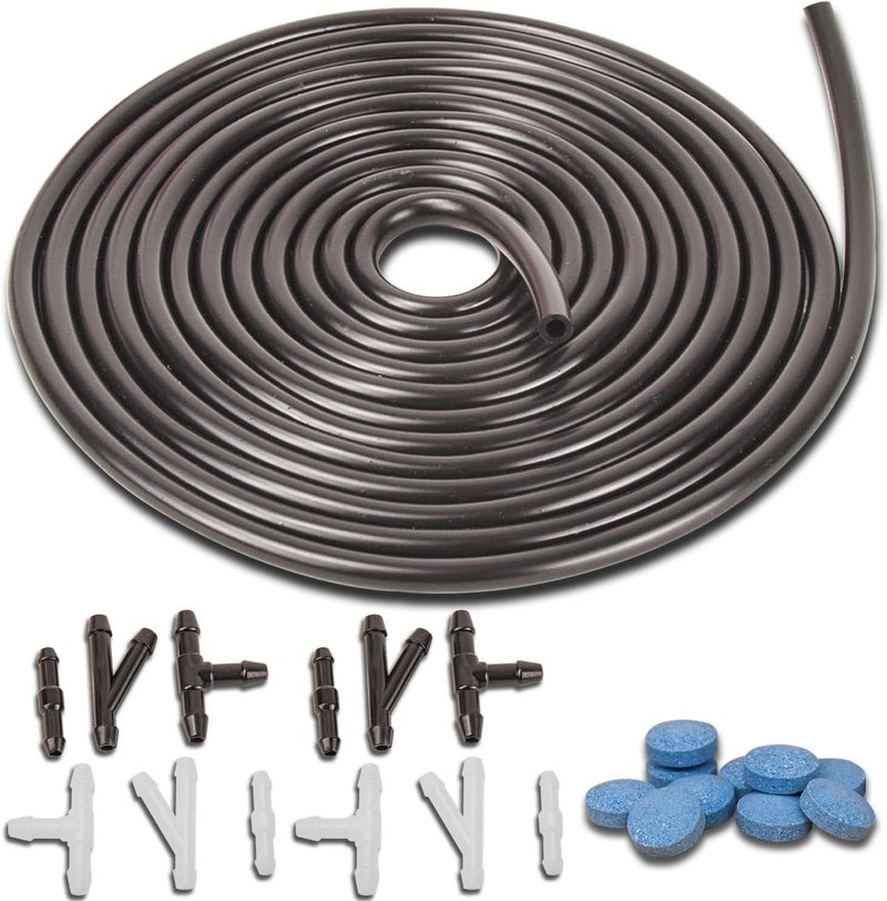 awave bloom Windshield Washer Hose Kit,includes 4 Meter Washer Fluid Hose and 12 Pcs Hose Connectors for Car Windshield Washer Nozzle Installation,10 Pcs Car windshield washer fluid Tablets - Image 1